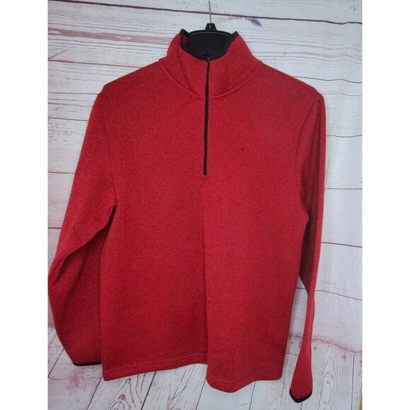 Izod Perform Temp Fx Warm 1/4 Zip Red Black Trim Sweatshirt 464598200387 - Picture 2 of 12